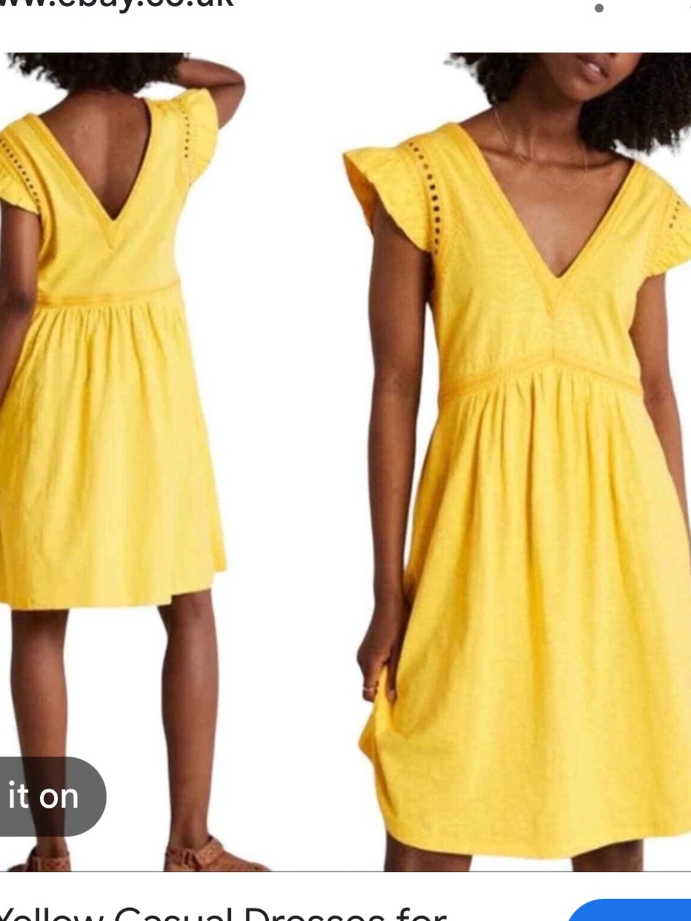 Boden Yellow Flutter Sleeve Empire Waist Dress Size 8L